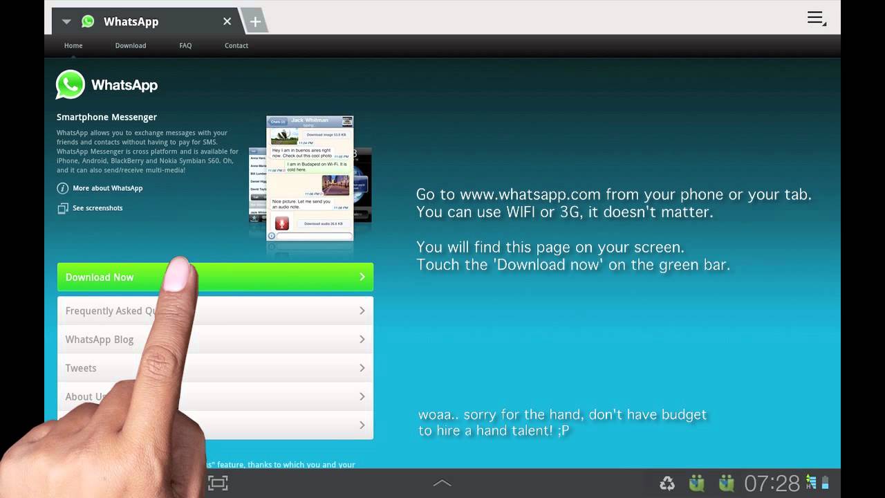 can i download whatsapp on samsung galaxy tablet s2